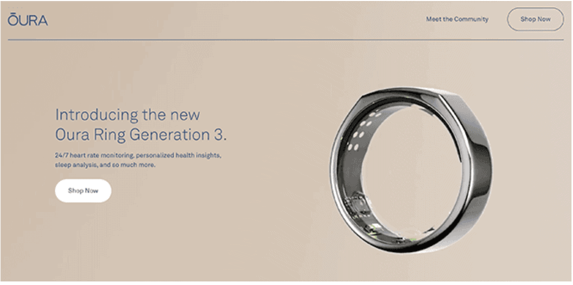 Oura Ring – ecommerce landing page