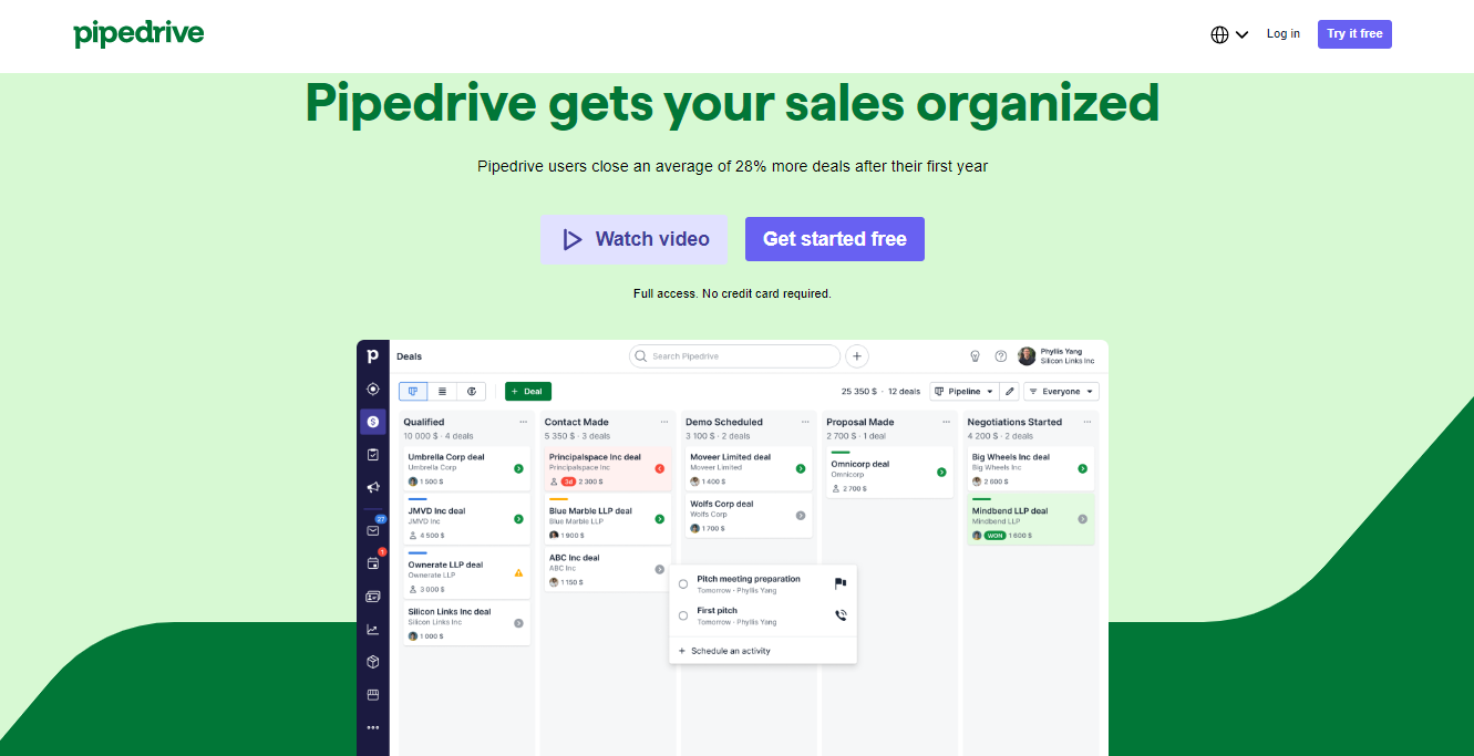 Agile CRM alternative: Pipedrive