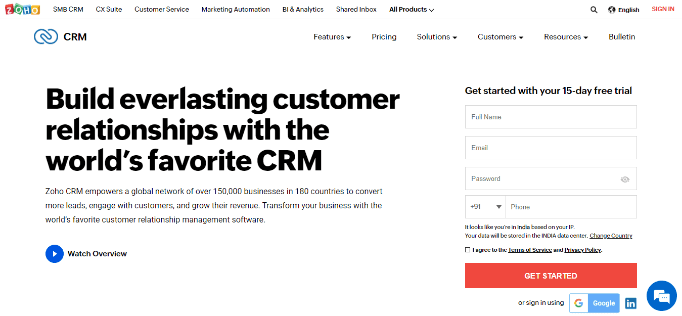 zoho CRM software